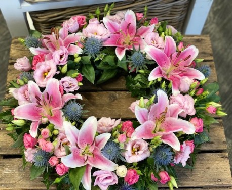 lilies and roses wreath